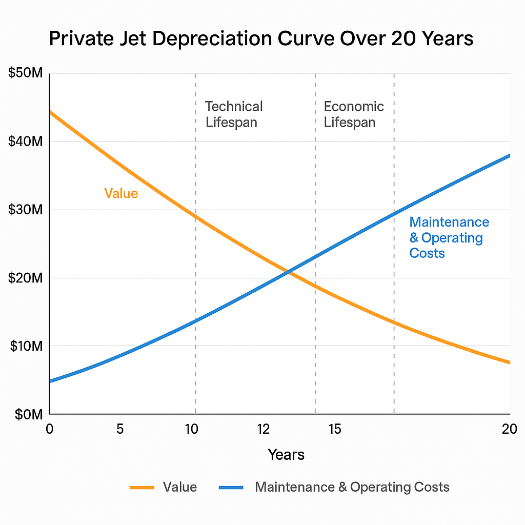 What is the lifespan of a private jet?